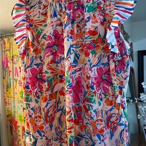 A Classy Chic Boutique Floral Ruffle Blouse - Multicolor